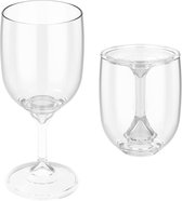 Outdoor Wijnglas - 2 stuks - plastic wijnglazen - opvouwbare - Afmetingen ingeklapt: 6,8 × 6,8 × 9 cm - Draagbare - Herbruikbaar en onbreekbaar - Draagbare Rode Wijn Glazen met Tas en Praktische Doos - Voor Feestjes- Reizen- Kamperen- Picknicks