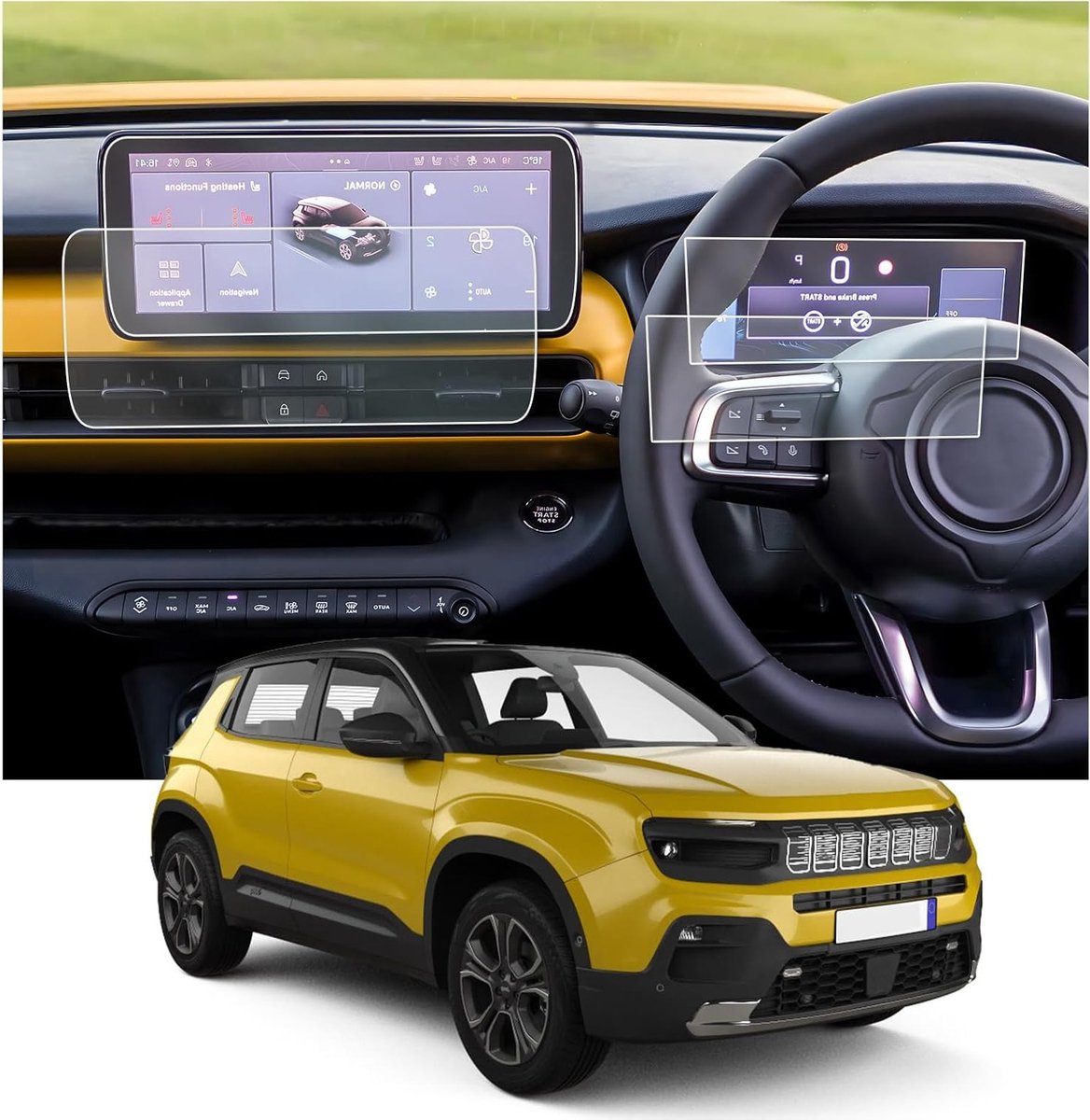 Navigatie-instrumentpaneel beschermfolie voor Jeep Avenger 2023-2025 - 4H krasbestendig, 10.25 inch GPS schermbeschermer, accessoires set van 4