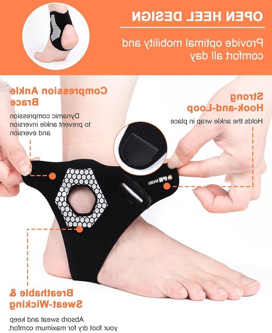 Ultra Dun Enkelsteun met Antislip - Verstelbare Bandage voor Enkels - Ademend Ondersteuning voor Sport, Hardlopen, Voetbal en Fitness - Geschikt voor Mannen en Vrouwen - Maat M — afbeelding 5