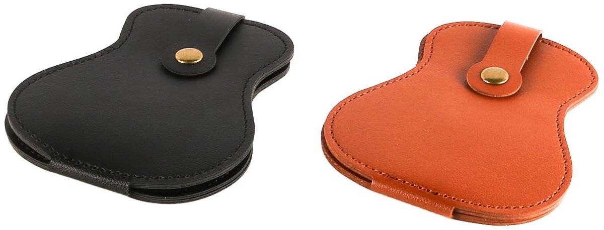 Dailygoods - gitaarplectrumhouder - plectrumorganizer - compacte tas - zwart en bruin - gitaaraccessoires - 18 sleuven - geschikt voor akoestische en