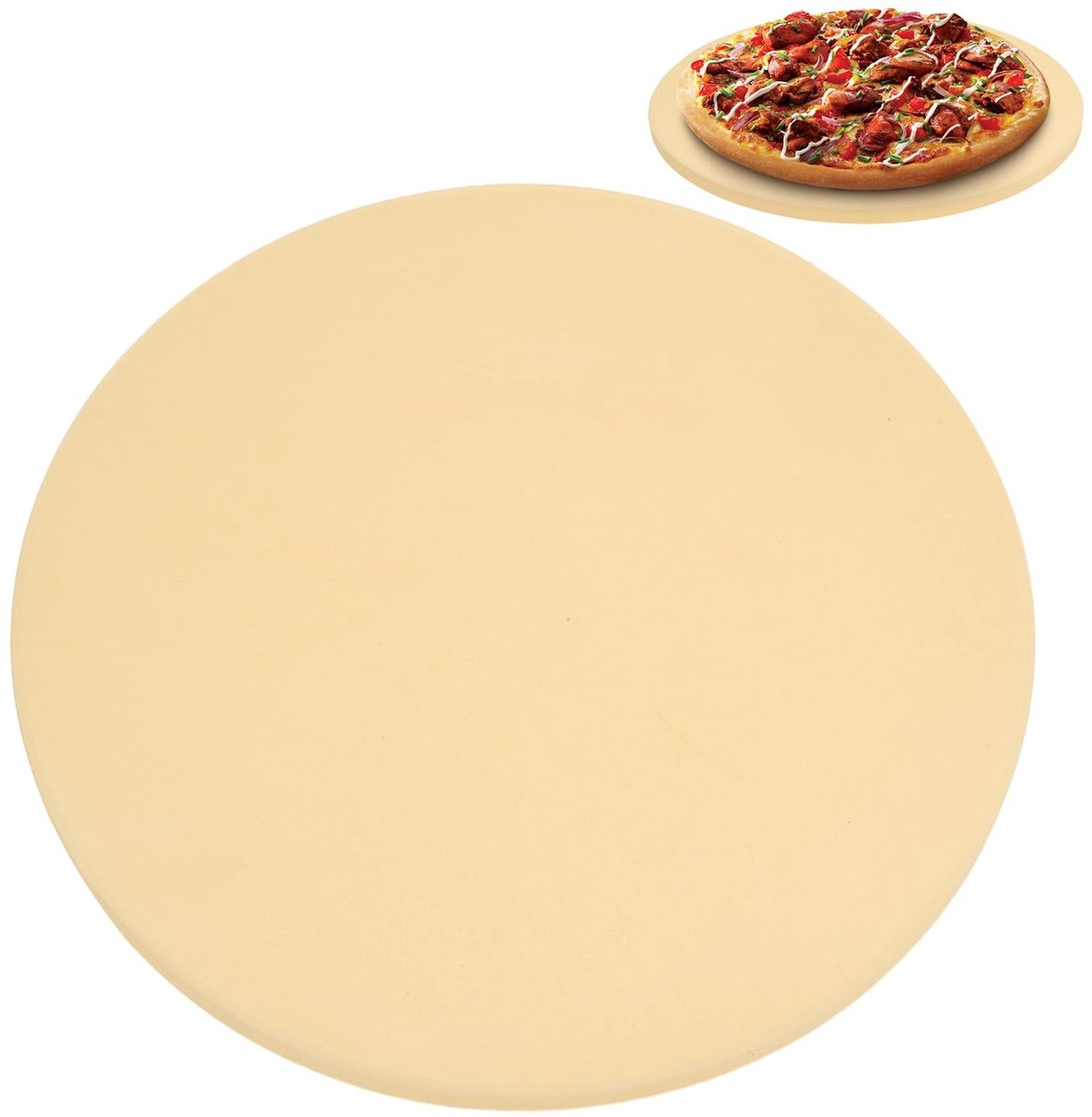 Dailygoody - Pizzasteen - Cordieriet - Hoogwaardige kooksteen - 30 cm - Perfect voor pizza's - Geschikt voor oven en grill - Beige