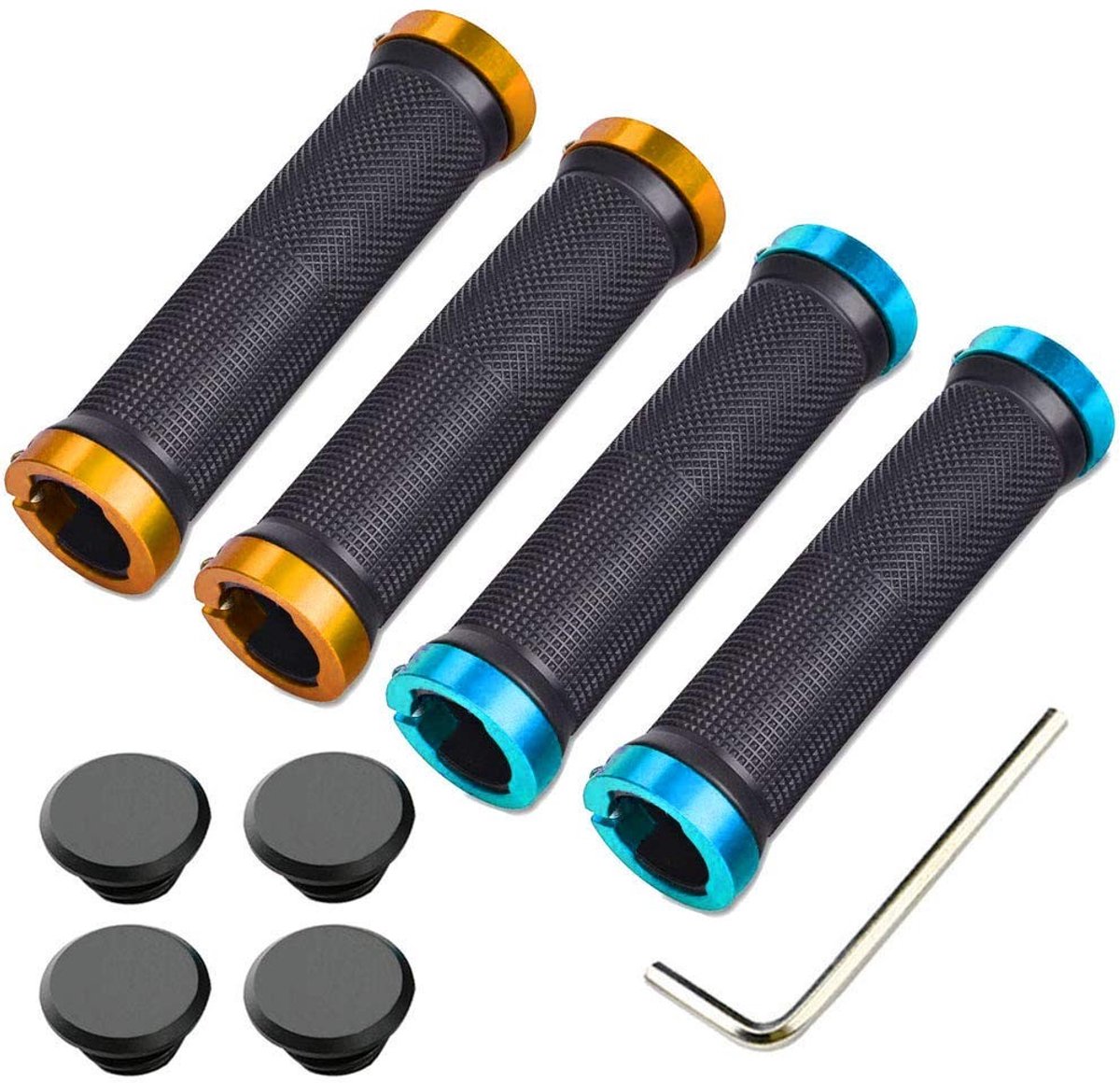 Dailygoody - Stuurgrepen - Antislip Rubber - Ergonomisch Ontwerp - Goud - Dubbele Vergrendeling - Perfect voor Mountainbike en BMX