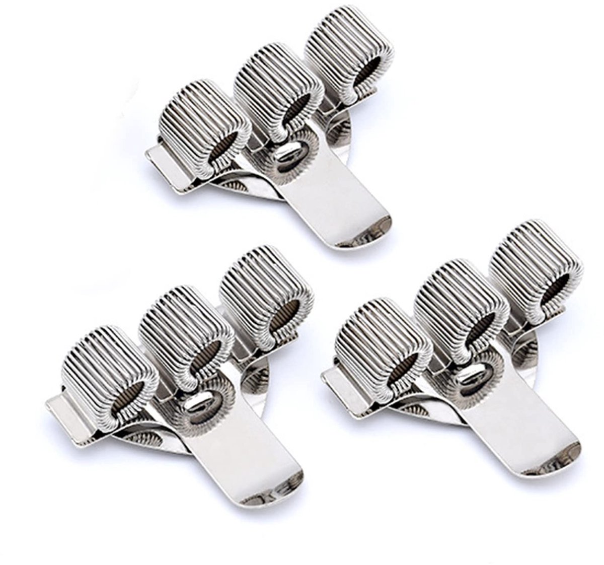 Dailygoody - Penhouder van Metaal - Uitbreidbare Penhouder - Roestvrij Staal - Zilver - Metalen Clip - Voor Notebook en Kantoor - 3 Stuks