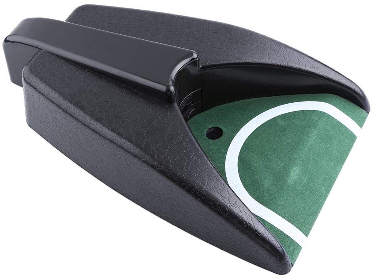 Dailygoody - Putting Green Ball Gat - Mini Putting Mat - Automatische Terugkeer - Zwart - Oefen Golf Thuis - Draagbaar en Lichtgewicht