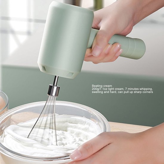 Dailygoody - Elektrische Handmixer - Draadloze Mixfunctie - Krachtig en Draagbaar - Lichtcyaan - USB Oplaadbaar - Ideaal voor Thuisbakkers - Handig vo... — afbeelding 5