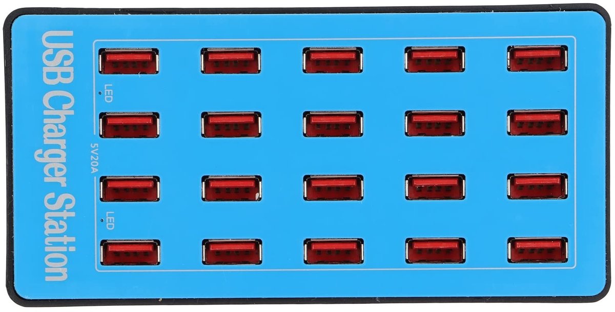 Dailygoody - USB-oplader - Laadstation 20 poorten - Snellader voor meerdere apparaten - Compact formaat - 100W oplader - Geschikt voor smartphones en ...