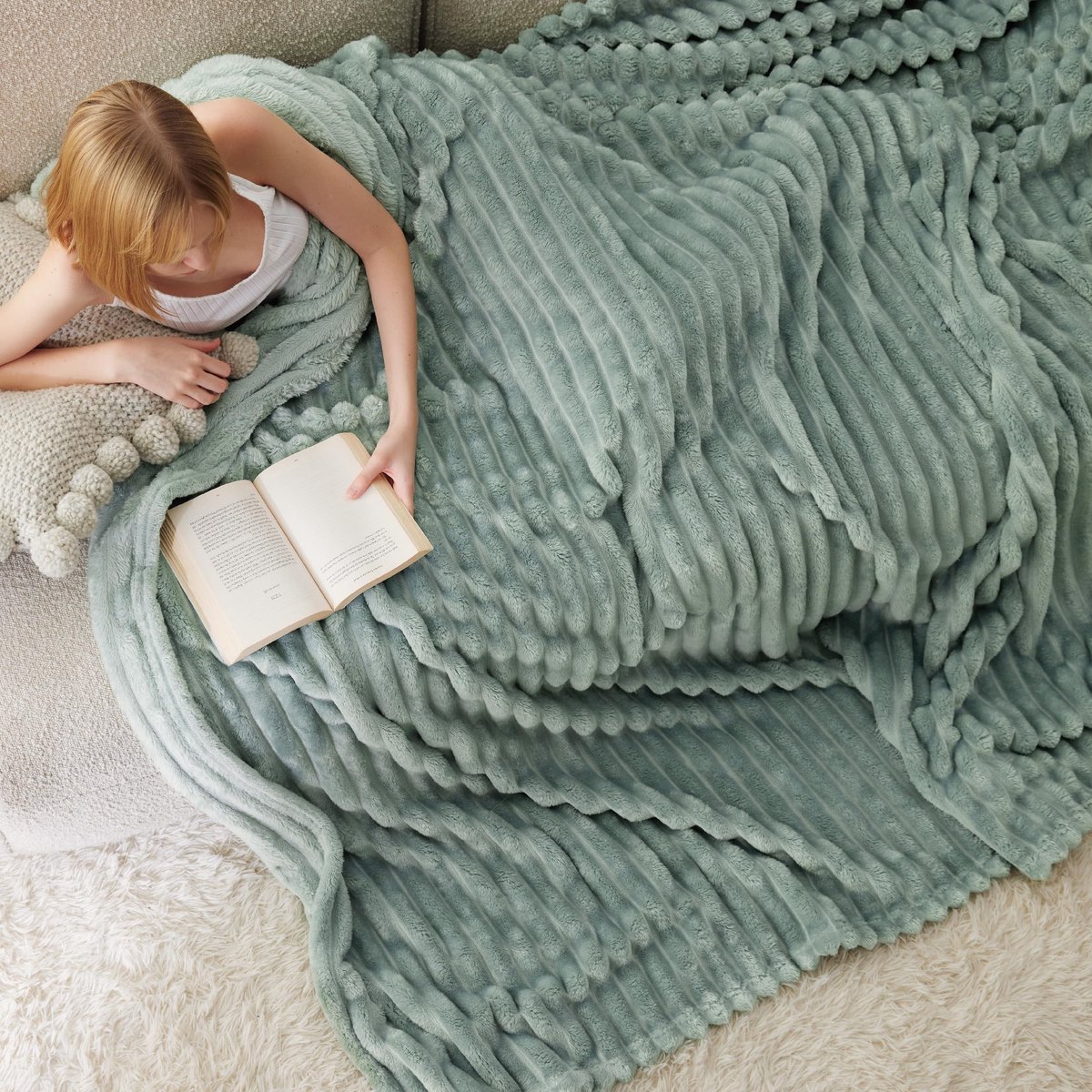 Store_9 - Behaaglijke deken - Zachte fleecedeken - Comfortabele knuffeldeken - Groen - XXL formaat - Perfect voor bank en bed - 240 x 220 cm
