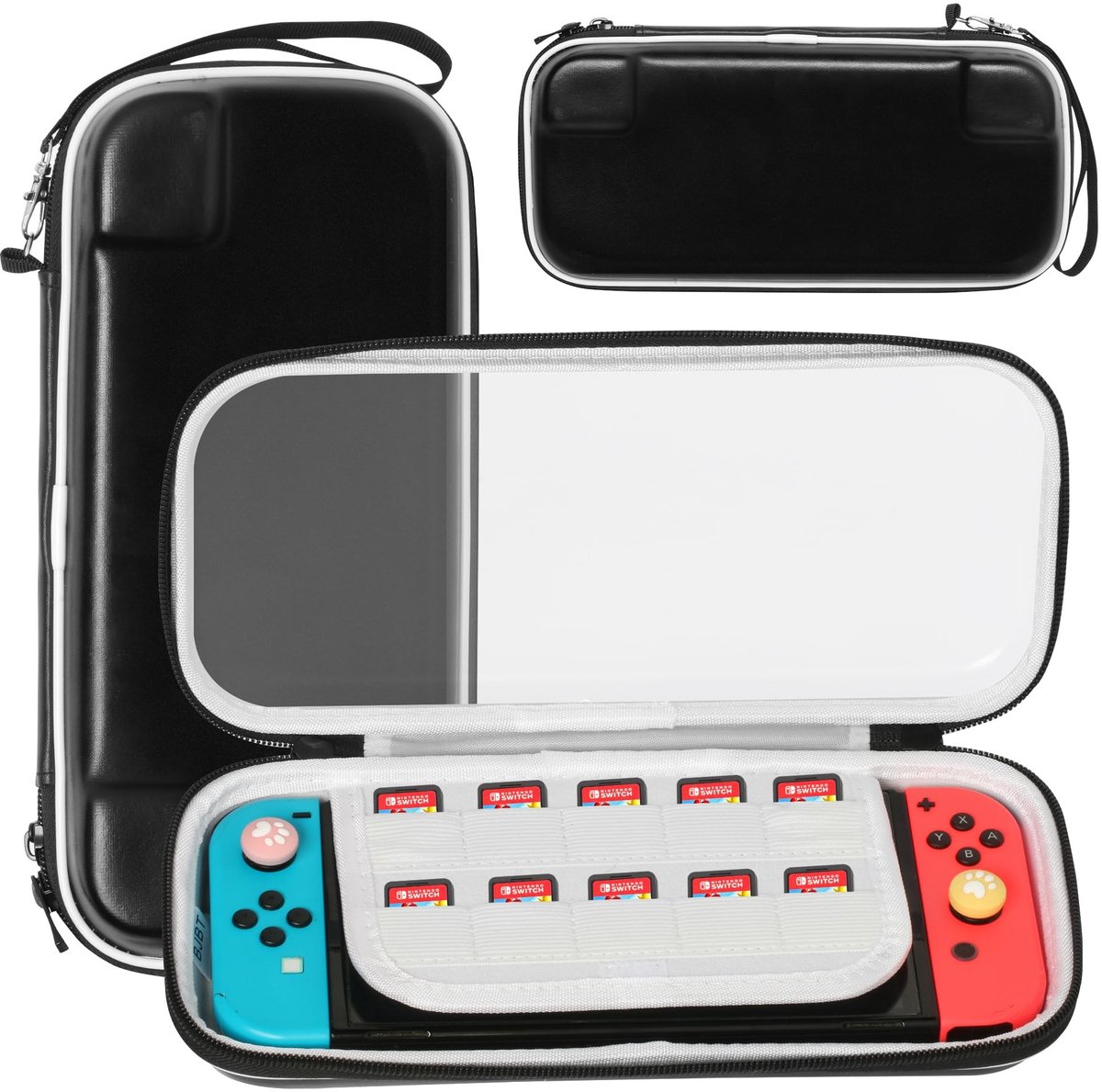 Dailygoody - Draagtas Nintendo Switch - Transparant en zichtbaar - Beschermhoes voor Switch OLED - Draagbare opbergtas - Perfect voor gaming - Geschik...