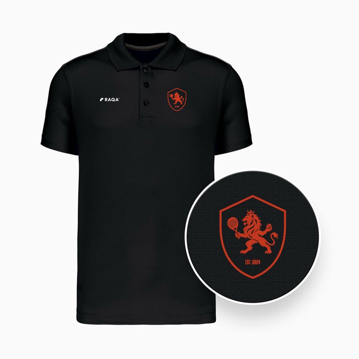 Raqa ® WK 2026 Sportpolo - Padel & Tennis shirt - Sneldrogend - Zwart - Atletische Fit - 100% Polyester Piqué - Maat XL