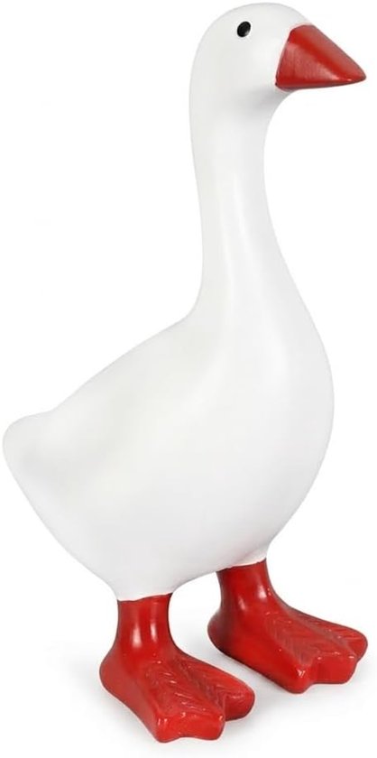1 stuk Bureaubeeldje gans - met houder - 17,8 cm - kantoor - Rode kleding