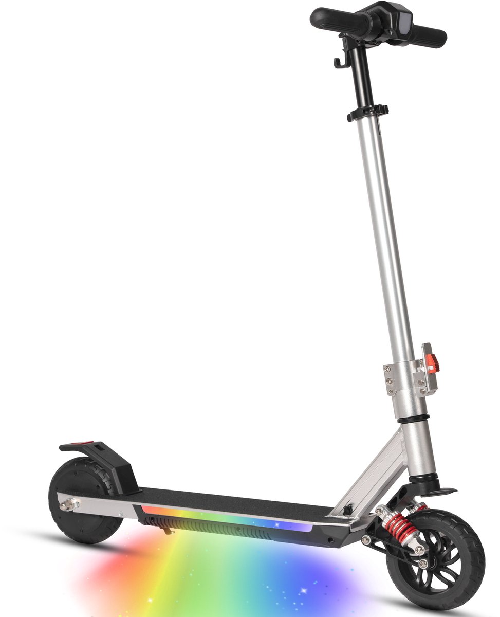 Vankel Elektrische step voor kinderen S31 - Bereik tot 15km - 150W Motor - Maximumsnelheid 14 km/u - 6.5 Zoll Banden - Verstelbaar stuur, LED-verlichting & EBS remsysteem - Opvouwbaar & lichtgewicht - Voor kinderen vanaf 10 jaar - zilver