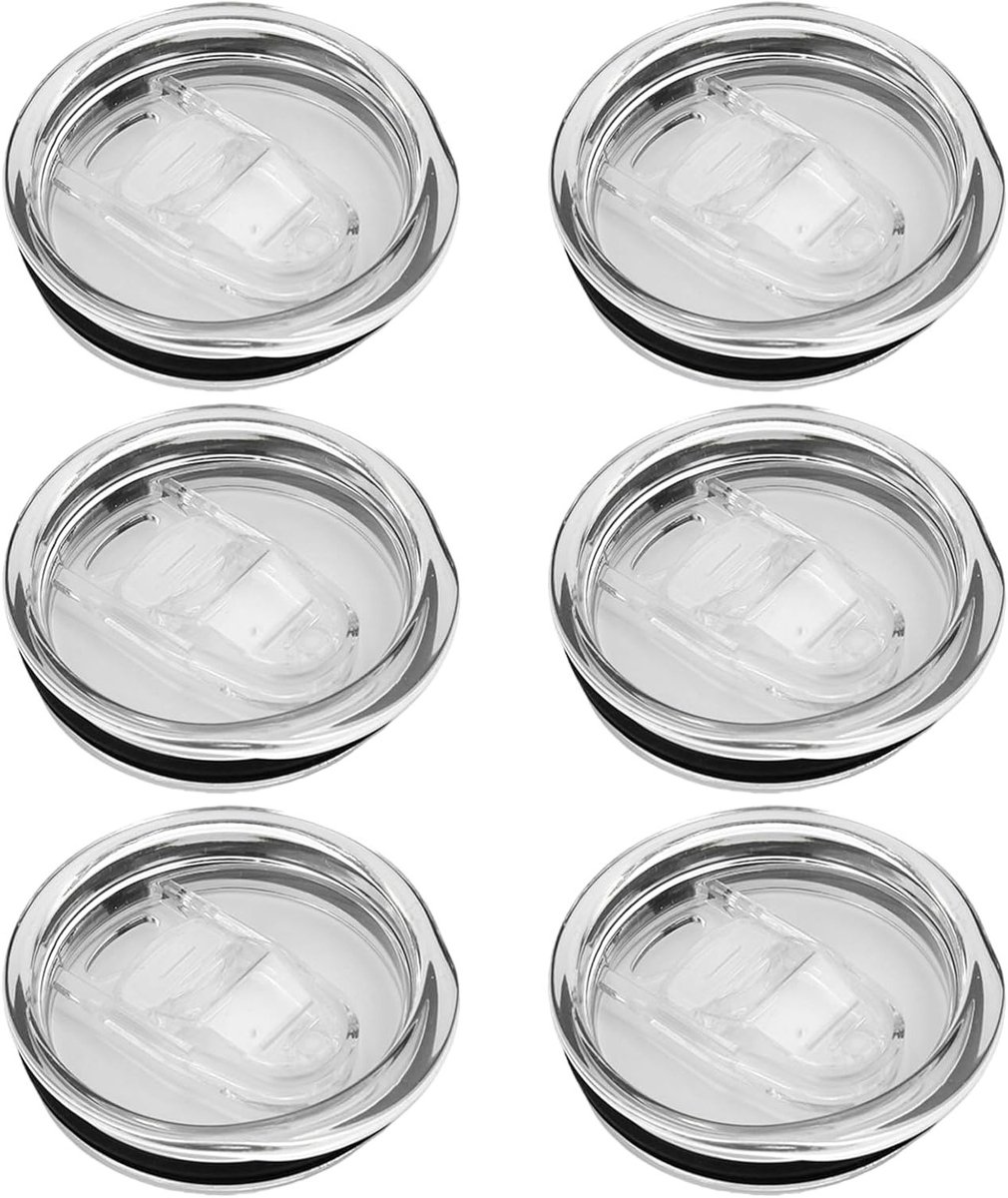 Set van 6 herbruikbare 20oz skinny vervangdeksels voor tumblers - Duidelijke flipdeksels, lekvrij en ideaal voor reisbekers