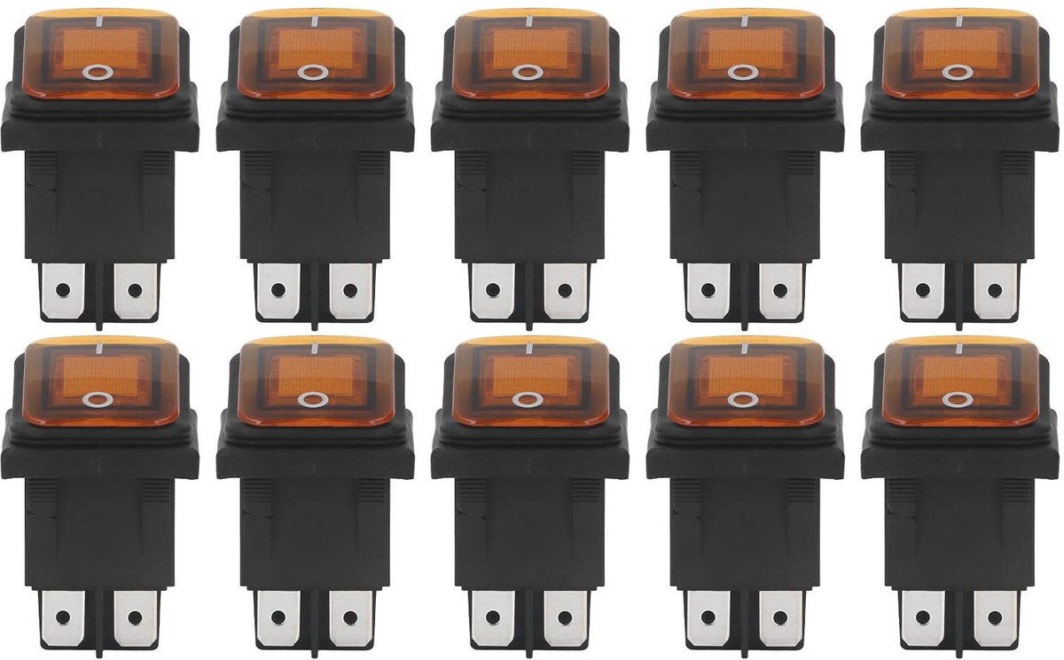 Dailygoody - Vierkante Tuimelschakelaar - LED Licht - Duurzaam Materiaal - Oranje - 4 Pins - Geschikt voor Auto en Boot