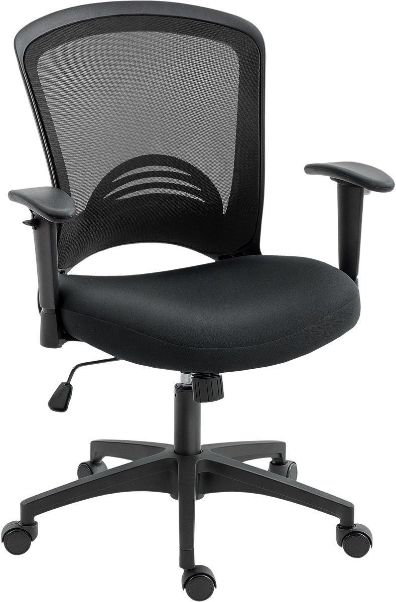ECTEATOY Bureaustoel - Ergonomische Bureaustoel - Verstelbare Ergonomische Mesh Bureaustoel – Draaibaar met Wipfunctie, Armleuningen, Zwart