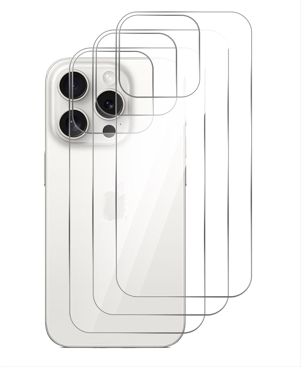 Dailygoody - Achterkantbeschermer iPhone 16 Pro - Gehard Glas - Krasbestendig - Transparant - Hoge Transparantie - 3-pack - Geschikt voor iPhone