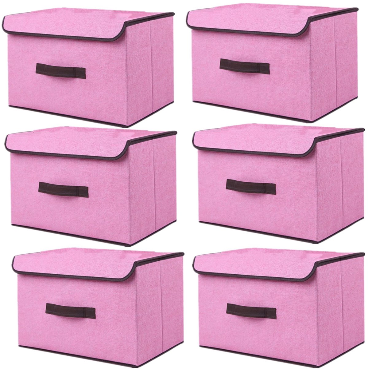 Dailygoody - Opvouwbare opbergdozen - Kledingorganizer - 6 stuks - Roze - Opbergdozen met deksel - Perfect voor kamerorganisatie - Ideaal voor speelgo...