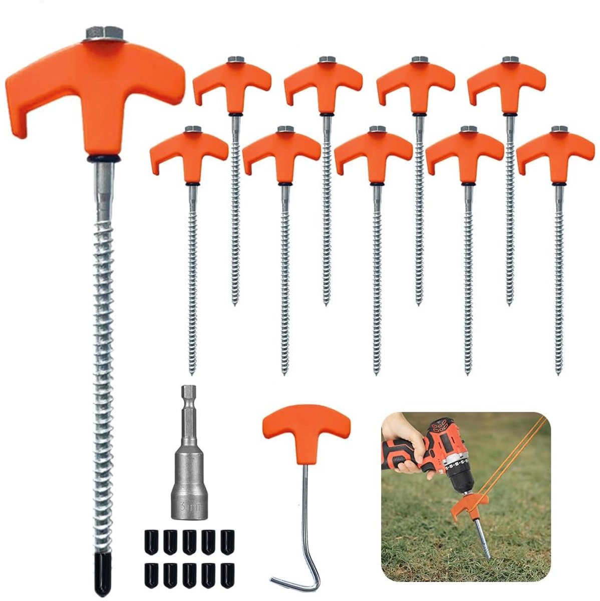 Dailygoody - Draaibare Tentharingen - Sterk en Stabiel - Helder Oranje - Voor Camping en Outdoor - Schroefharingen - Voor Harde Vloeren