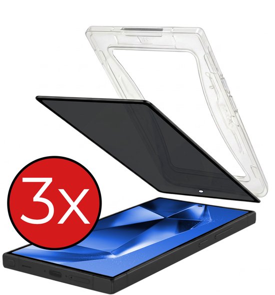 3 stuks Privacy screenprotector met installatiekit voor Samsung Galaxy S24 Ultra.