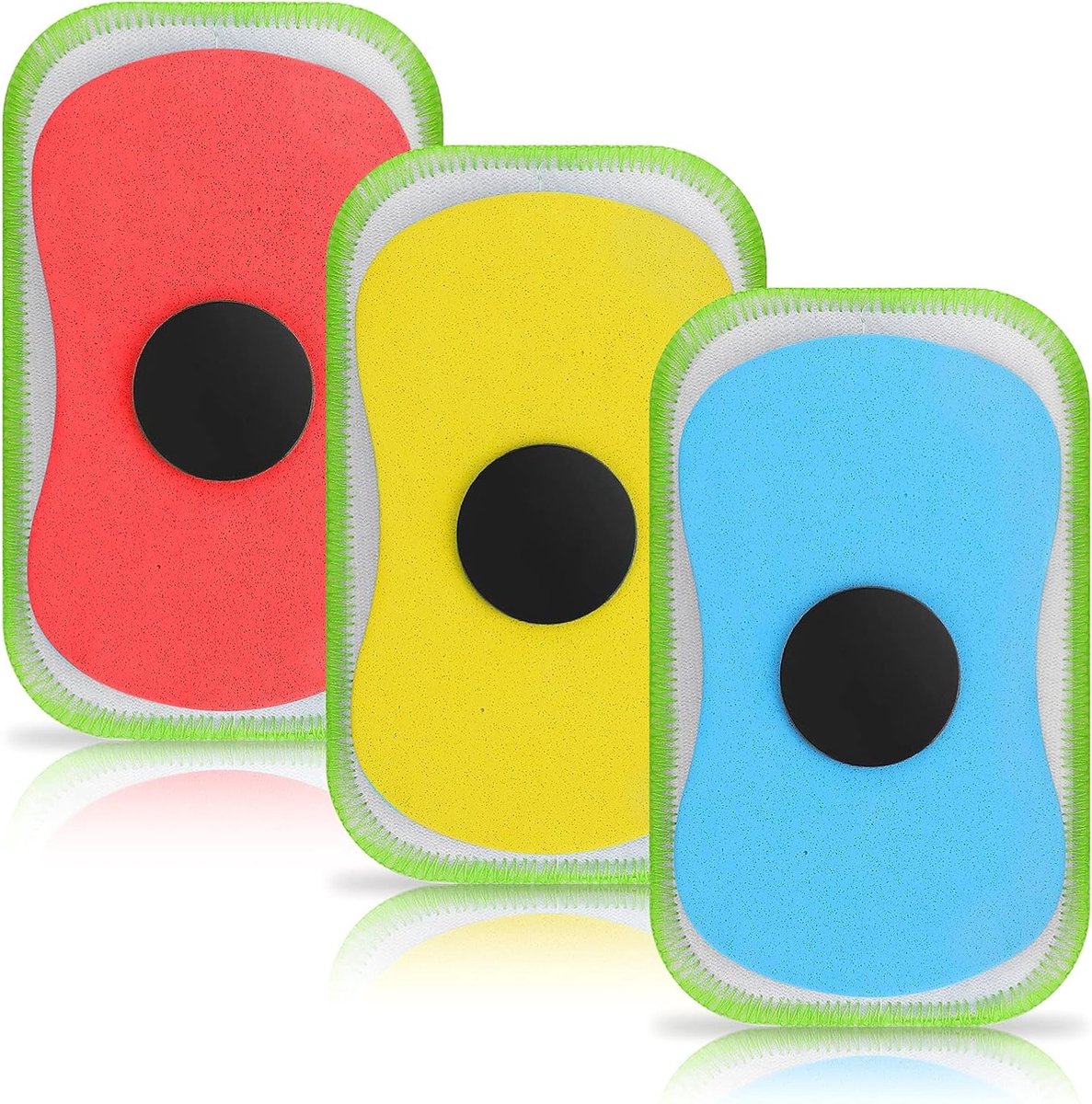 Set van 3 Magnetische Wasbare Bordwisser - Ronde Metaal Wissers voor Klaslokaal, Thuis en Kantoor Benodigdheden (Rood, Geel, Blauw)