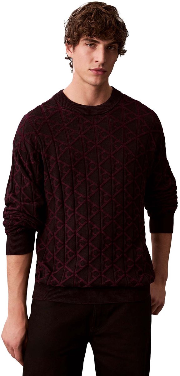 Ck Jeans Trui Ls Easy Aop Cotton C Fashion Wear Volwassen Zwart