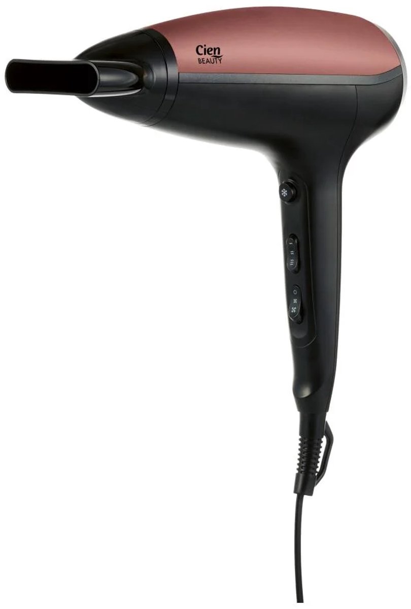 CIEN Beauty Föhn - Zwart met Rood - Vermogen: 2200 W - Warmtestanden: 3 - Kenmerk: met ionenfunctie