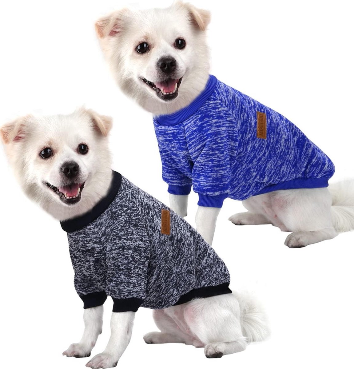 Hondenhoodie voor Chihuahua - Fleece Binnenvoering, Zacht en Comfortabel, Ideaal voor Kerst, Makkelijk Aan en Uit te Trekken (2-set Donkerblauw + Marineblauw, M)