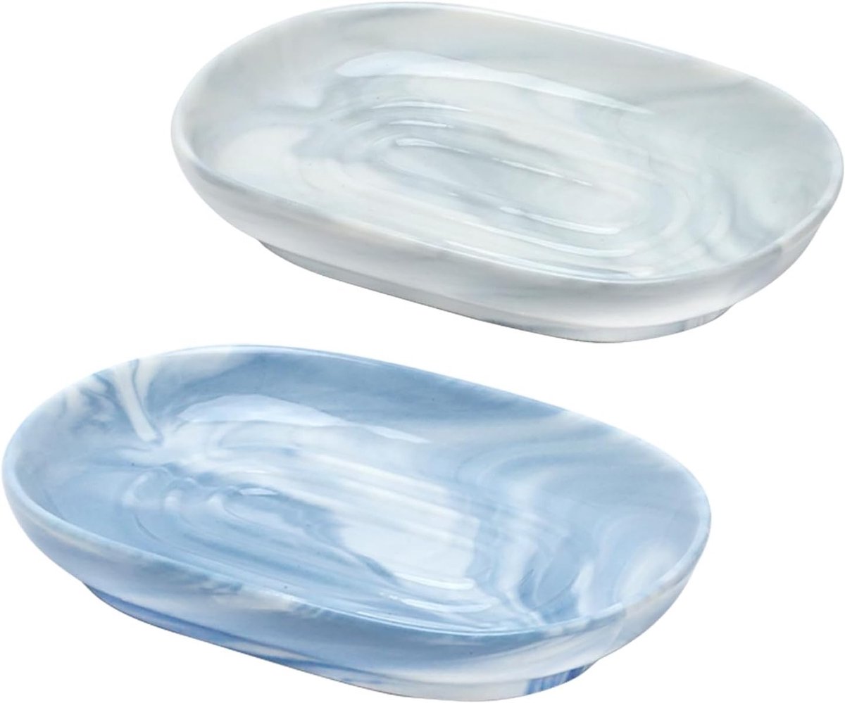 Elegante Ovale Zeepdispenser van Keramiek met Antislip Onderkant voor Badkamer en Keuken, Perfect voor Douche en Handzeep, Set van 2
