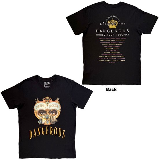 Michael Jackson - Dangerous World Tour Heren Tshirt - XL - Zwart