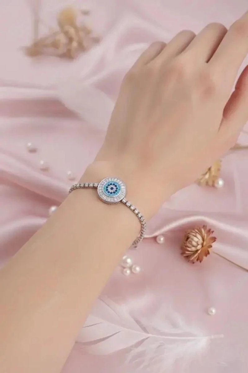 Dorvina Boze Oog Model Zirkonia Zilverkleurig Verstelbaar Su Yolu Armband Verkleurt Niet | Stijlvol en Duurzaam Sieraad