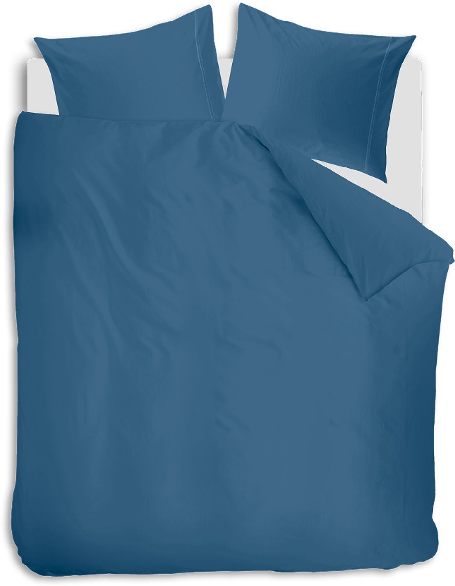 Auping Navy blue satin Dekbedovertrek - Tweepersoons 200 x 220 cm - Katoensatijn - Blauw