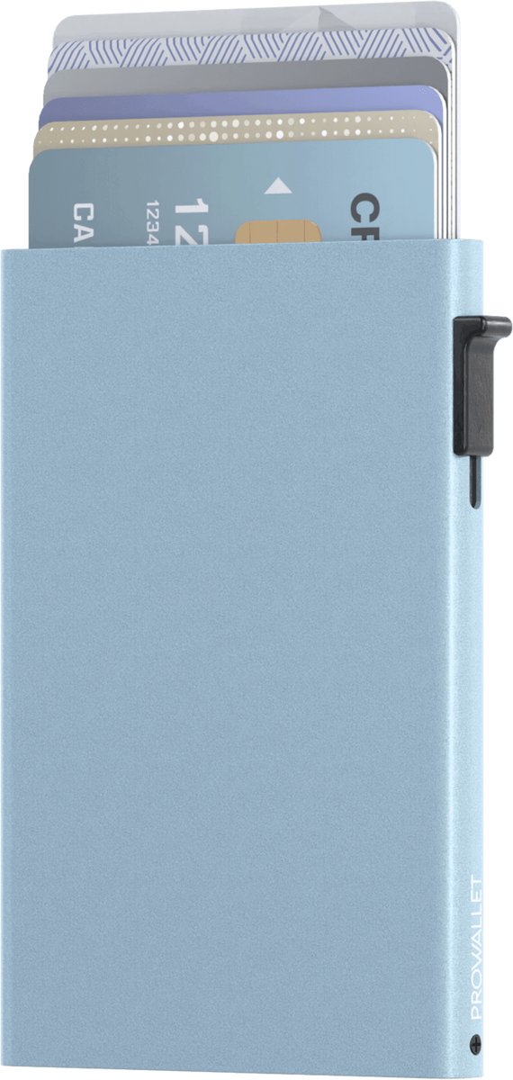 Prowallet Secure - Pasjeshouder Blauw - 6 Pasjes - Uitschuifbaar - RFID Creditcardhouder - Slank Design - Kaarthouder Portemonnee, Premium Pashouder voor Mannen & Vrouwen - Incl. Luxe Cadeaubox