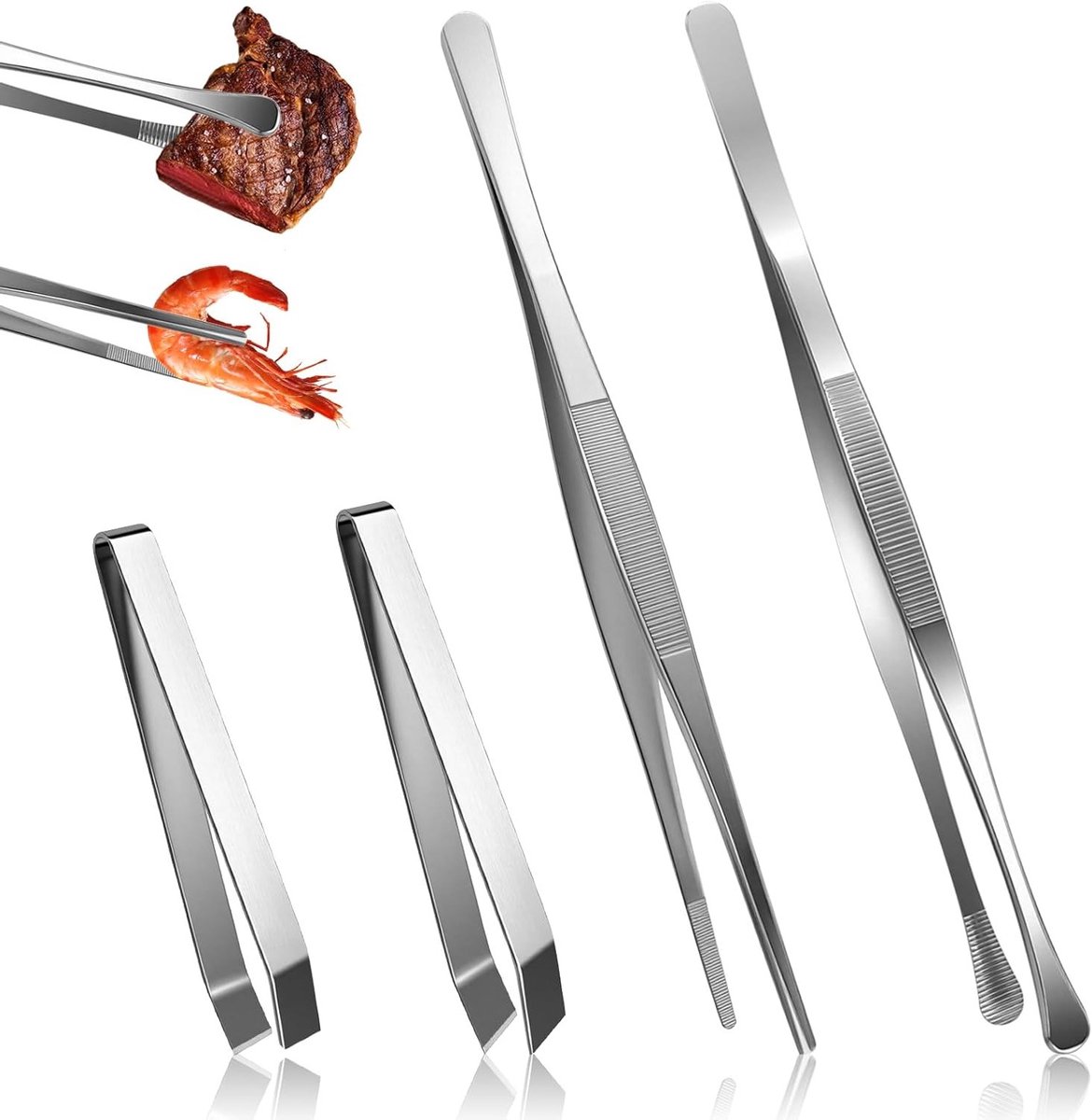 Keukentangen voor het bereiden van gerechten, grillen en serveren van voedsel