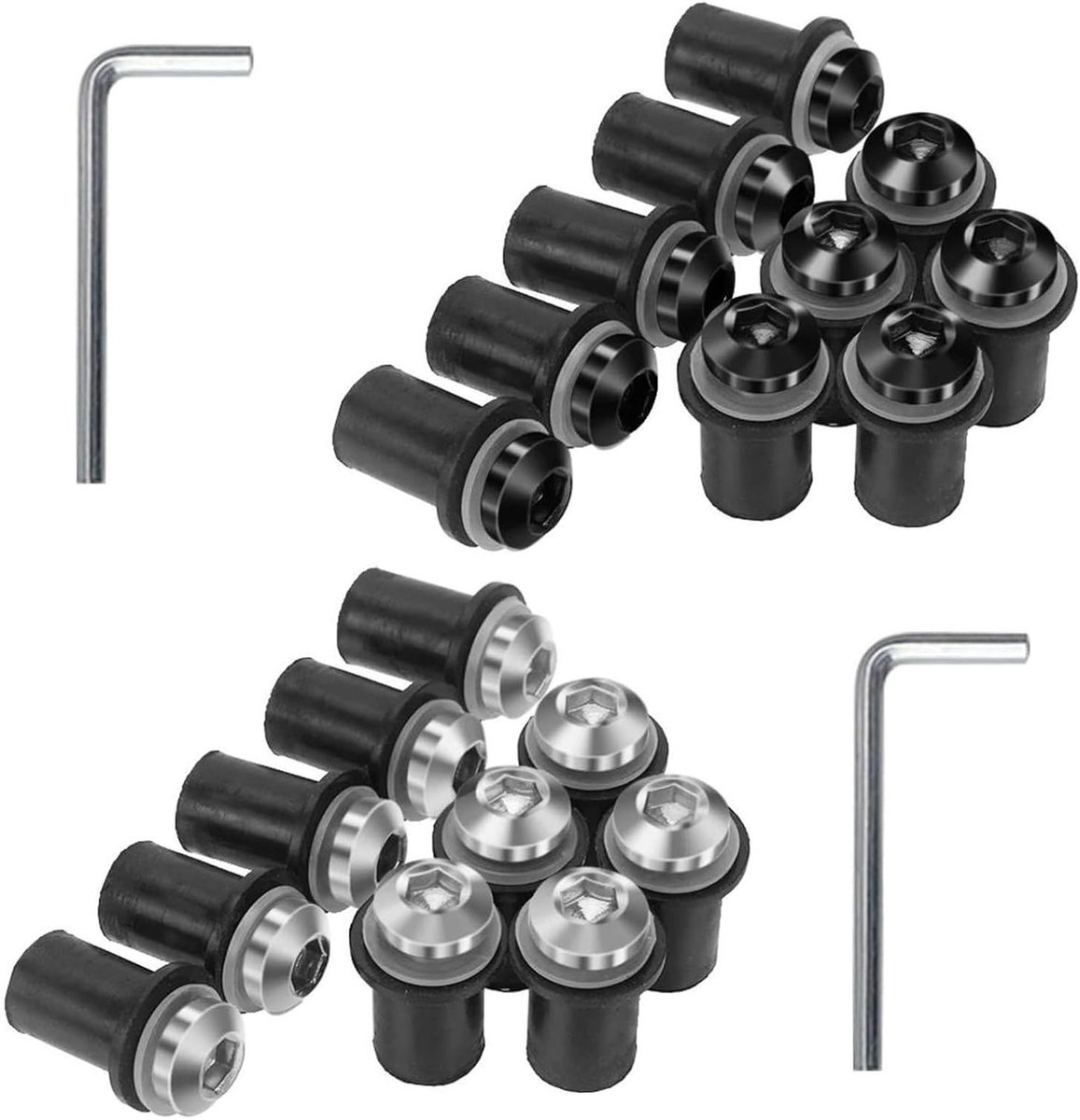 20 Stuks Aluminium Motor Cover Bevestigingsschroeven met Moer en Sleutel - Eenvoudige Installatie, Geschikt voor de Meeste Voorruiten en Panelen