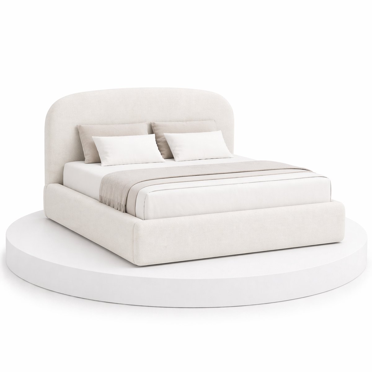 BalBedden Japandi Bed Shira - 180x210 Compleet - Boxspring met opbergruimte - Off-white - BalBedden Off White