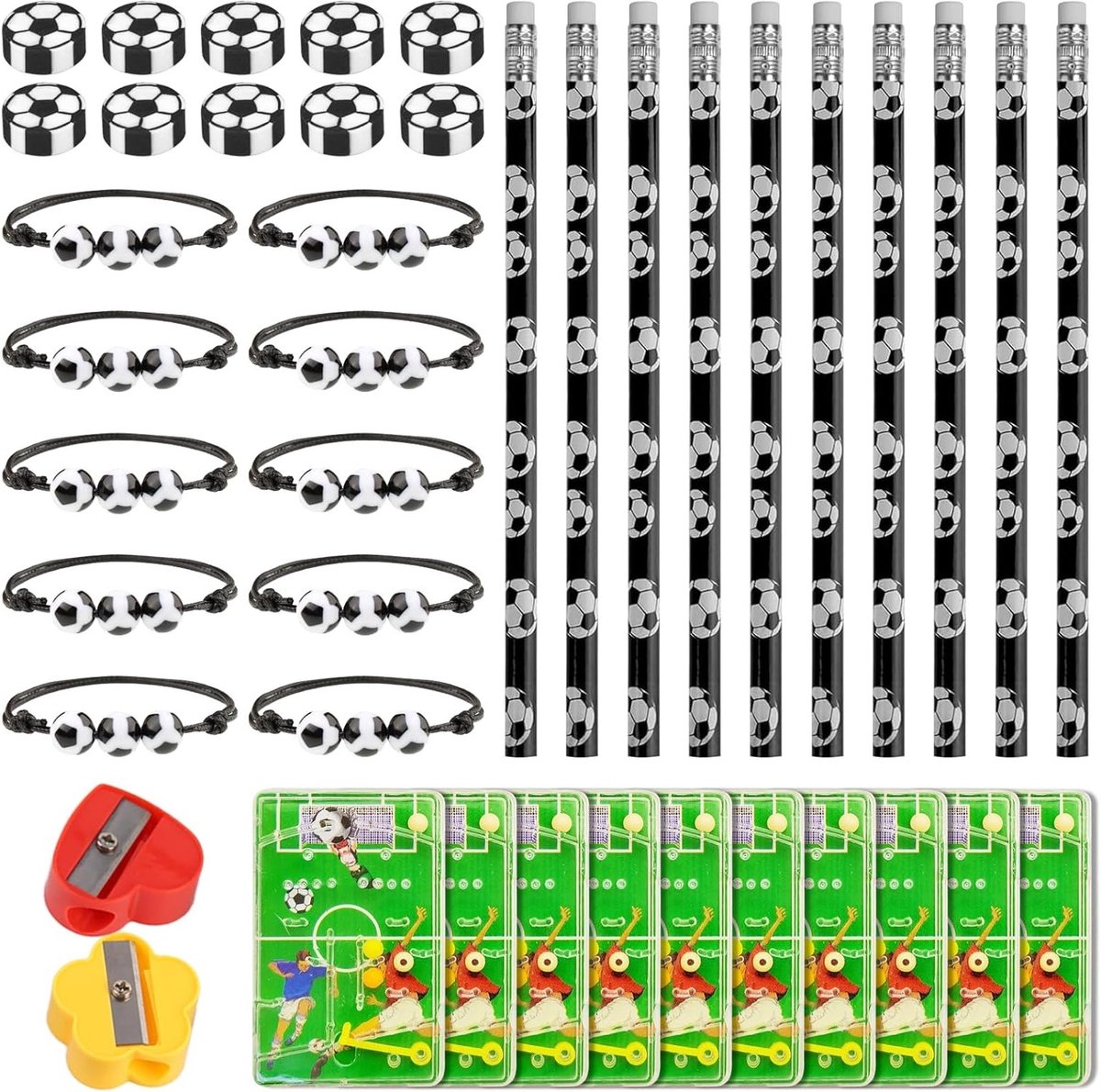 40 Stuks Voetbal Cadeauset voor Kinderen - Verjaardagserasers, Armbanden en Potloodaccessoires voor Jongens