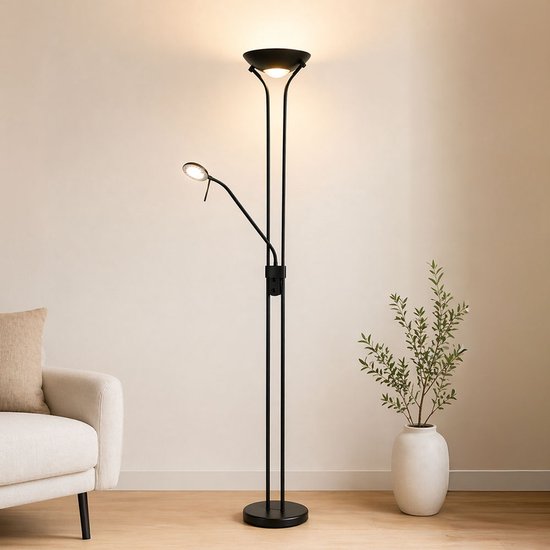 Milton & Oldbrook Vloerlamp met Leeslamp Brescia Zwart