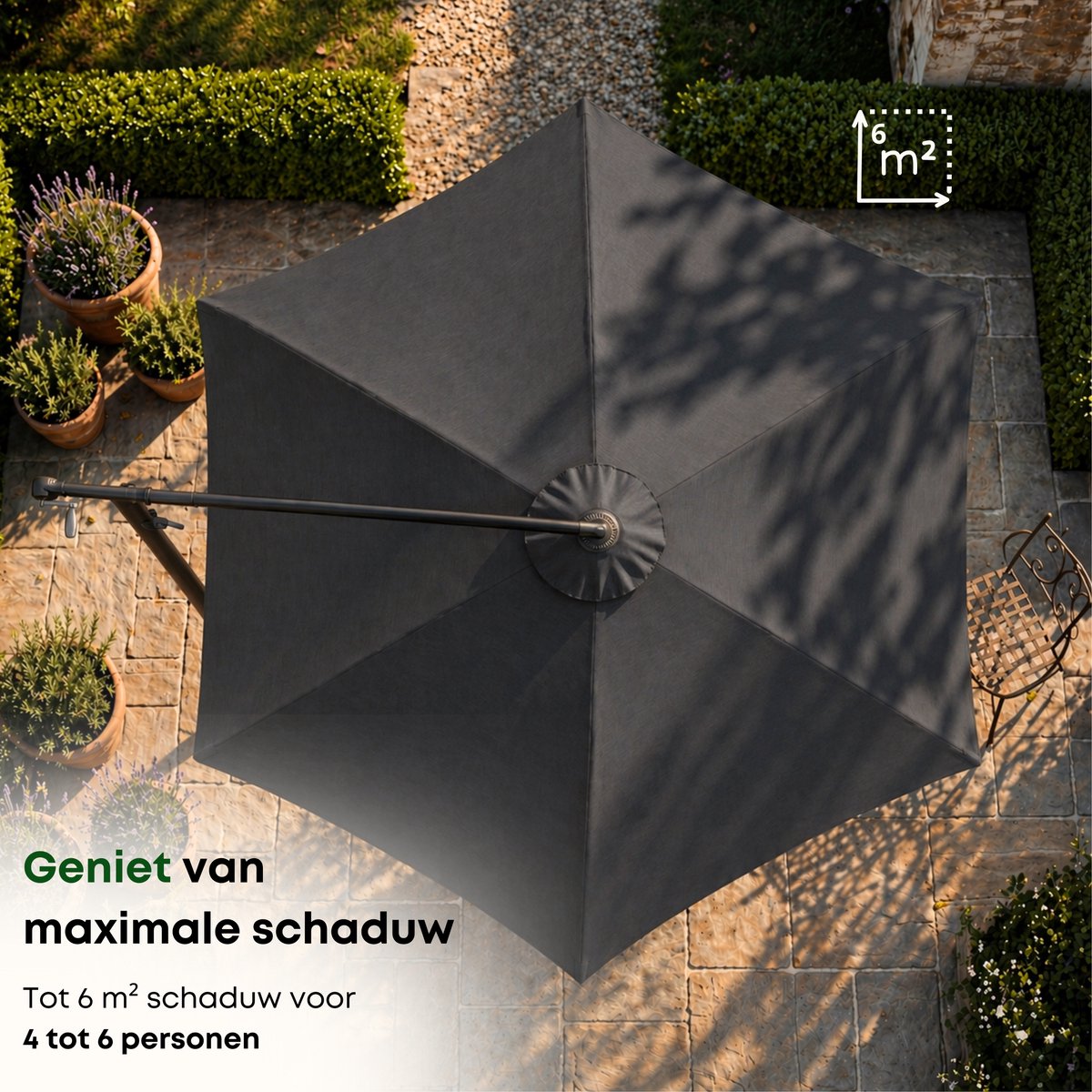 ACAZA Parasol - Zweefparasol - Donkergrijs thumbnail 4