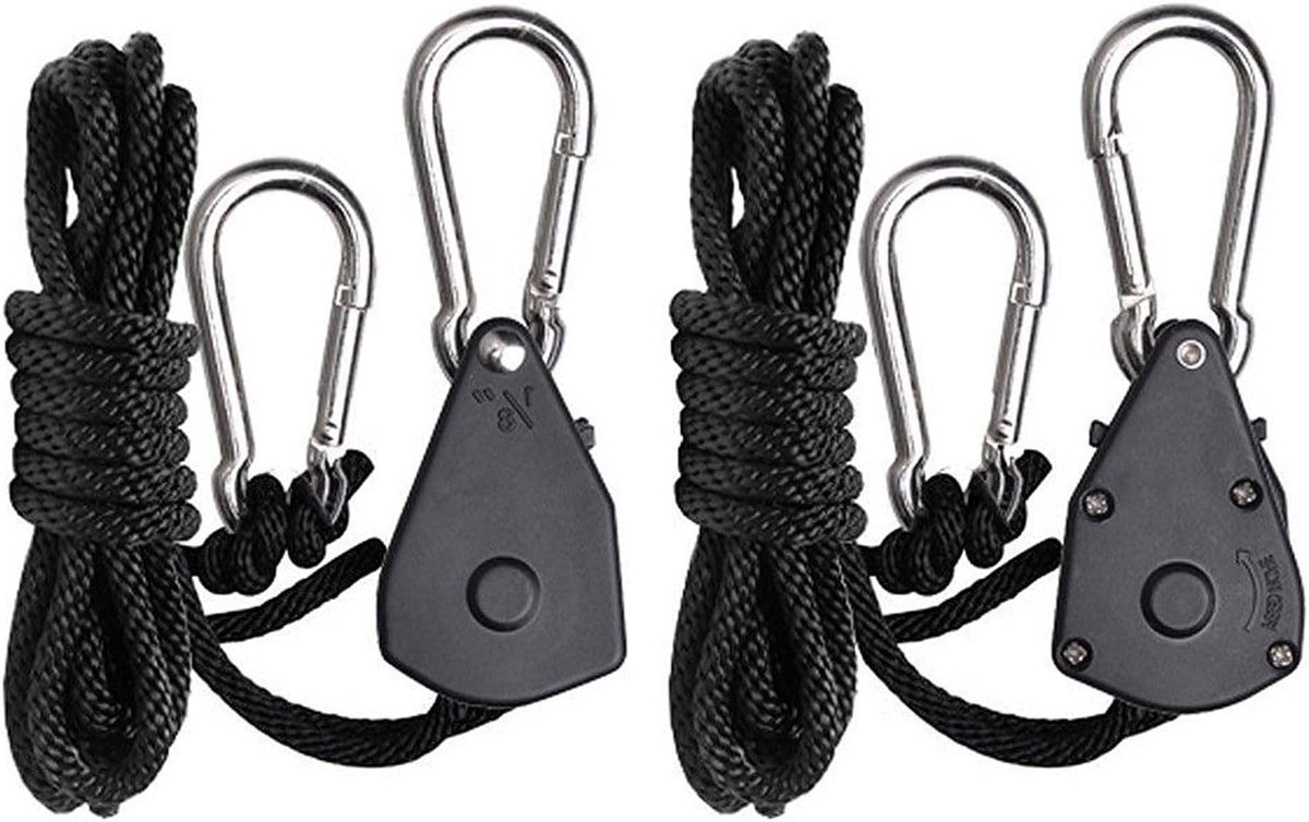 Grow Light Set van 2 Clips met 1/8 Inch Touw voor Verstelbare Tuinplanten - 4 Stuks Zwart voor Optimale Groei