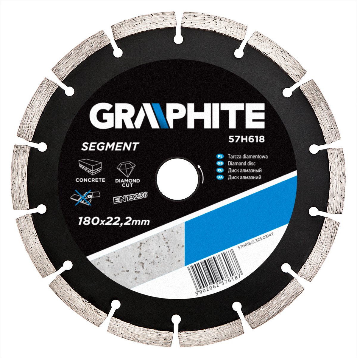 Graphite Serie - Diamantzaagblad - 180mm - Segmentaal - Voor Zware Bouwwerken