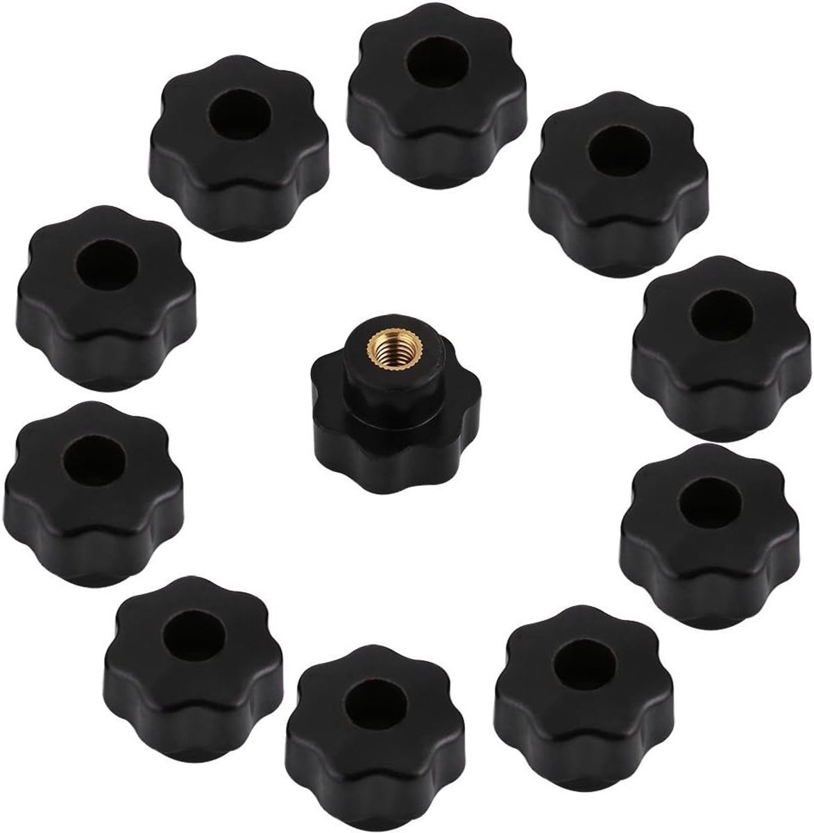 10 Stuks Universele Zwarte Plastic Stervormige Klemmoeren met Draaihandvat M6 * 25 voor Machinegereedschap - Herbruikbare Verpakking, Klusaccessoires, Gereedschapsonderdelen