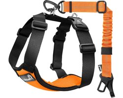 SnelShoppen - Pawaboo Hond Autogordel Harnas voor Auto, Veiligheidsharnas met Dubbele Clips, Verstelbaar Ademend Dierenvest & Hond Veiligheidslijn met
