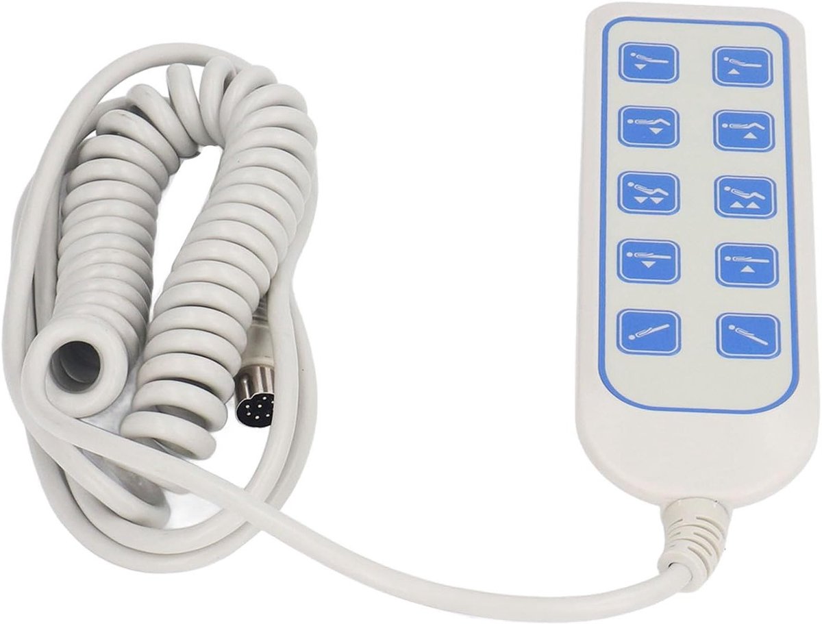 10 Knoppen 8-Pin Verstelbare Bedbediening met Montageschroef, Multifunctionele Afstandsbediening Vervanging voor Elektrisch Ziekenhuisbed en Thuiszorgbed