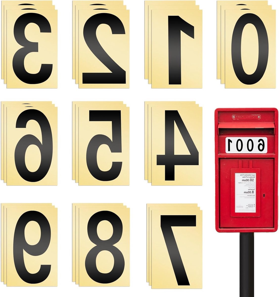 30 huisnummerstickers - anthraciet - 11 cm - weerbestendig - zelfklevend - reflecterend vinyl voor brievenbussen en vuilnisbakken - verpakking van 30