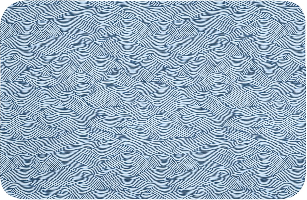 WC mat 60x40 cm - Antislip - Golven - Ritmisch - Blauw - Toiletmat - Vloermat - Douchemat