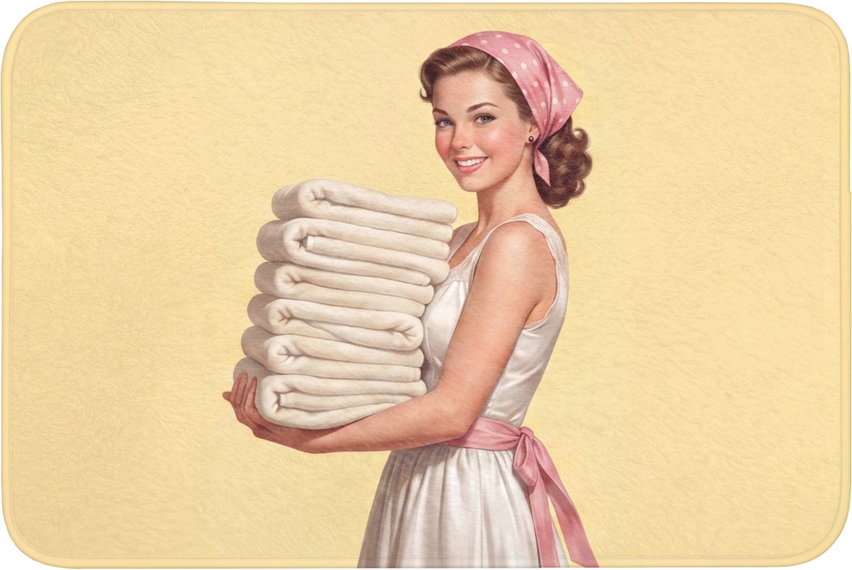 WC mat 90x60 cm - Antislip - Handdoeken - Vrouw - Jurk - Roze - Toiletmat - Vloermat - Dou