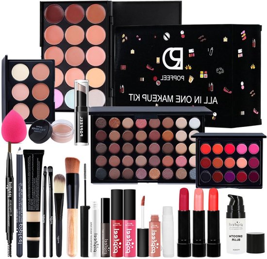 Complete Makeup Kit voor Vrouwen - Draagbare Reis Makeup Set voor Tiener Meisjes met Oogschaduw Palette, Lipstick, Concealer, Eyeliner en Mascara