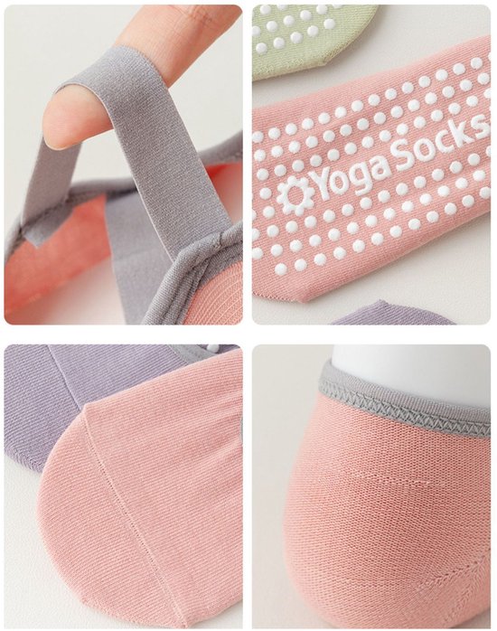 4 Paar - Dames Antislip Yoga Pilates Sokken - 4 kleuren - Gripsokken voor binnen - Polyester - Ademend sokken - Antislip sokken - Yoga Sokken - Voor Ballet, Dans, Fitness & Dagelijkse Workouts van Merkloos — afbeelding 3