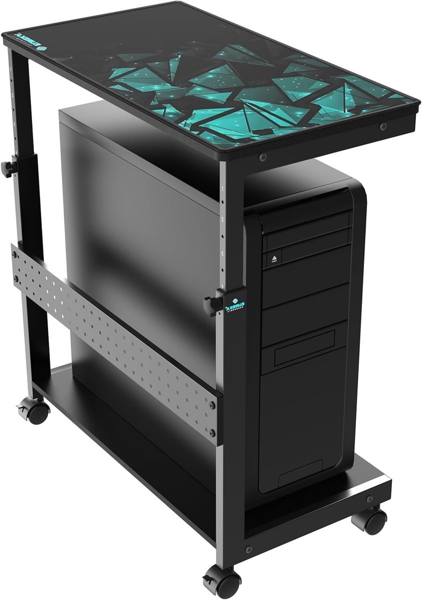 Verstelbare Computer Tower Stand met Stevige ATX Frame en 4 Wielen voor PC en Printer