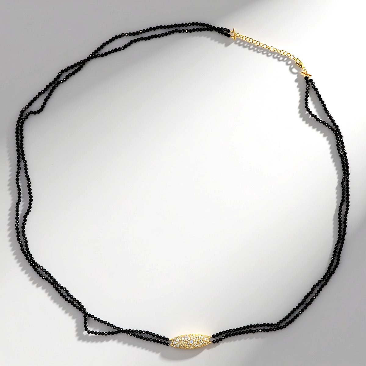 Cavill - 925 Sterling Zilver - 18K Goud Verguld - Blauwe Maansteen 97,79 ct & Zwarte Spinel - Verstelbare Elegante Damesketting 80 cm