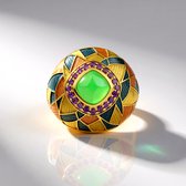 Cavill - Zilveren ring met groene chalcedoon 2,7 ct en amethist 0,324 ct - 925 sterling zilver verguld - Art Deco geometrische cocktailring dames